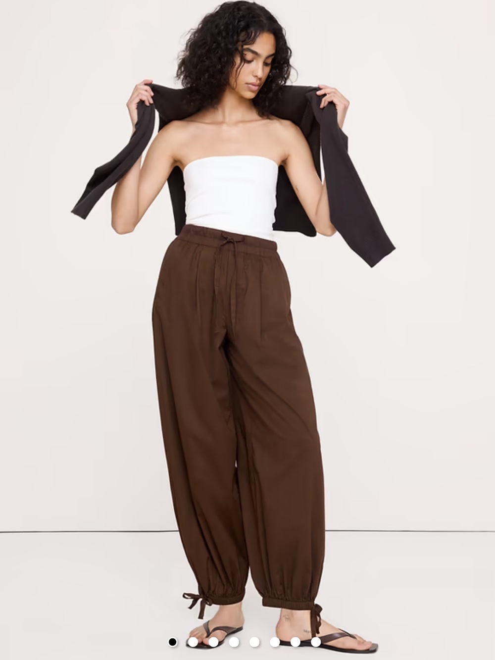 Banana Republic lightweight cotton Balloon Drawstring Pants - Brown - fashion